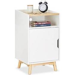 Relaxdays Nightstand With Wooden Legs 74 x 43 x 40 cm Bedside Table