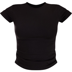 PrettyLittleThing Cotton Blend Fitted Crew Neck T-shirt - Basic Black