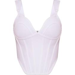 PrettyLittleThing Bandage Dip Hem Bust Cup Corset - White