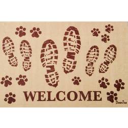 Floortex Welcome Boots Door Mat White, Brown