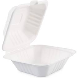 Boardwalk 6 6 3.19 in. White Containers, Hinged-Lid, 1-Compartment 125-Sleeve, 4-Sleeves/Carton Plastic Bag & Foil