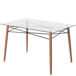 Rectangle Clear Glass Top Dining Table