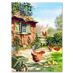 ‎Trademark Global Fine Art 'Chicken & Hens' Print on Canvas Metal Brown/Green, 2.0 Wall Decor