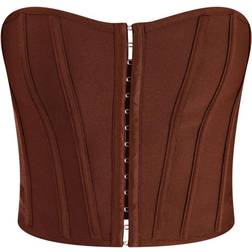 PrettyLittleThing Bandage Hook & Eye Structured Corset - Chocolate