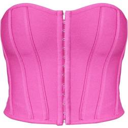 PrettyLittleThing Bandage Hook & Eye Structured Corset - Hot Pink