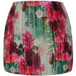 PrettyLittleThing Printed Plisse Micro Mini Skirt - Pink