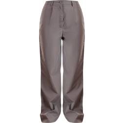 PrettyLittleThing Peach Skin Straight Leg Trousers - Charcoal