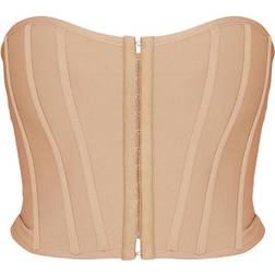 PrettyLittleThing Bandage Hook & Eye Structured Corset - Stone