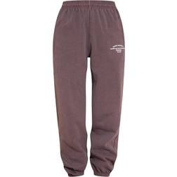 PrettyLittleThing Santa Monica Washed Embroidered Joggers - Dark Brown