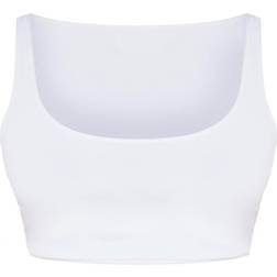 PrettyLittleThing Shape Slinky Square Neck Crop Top - White