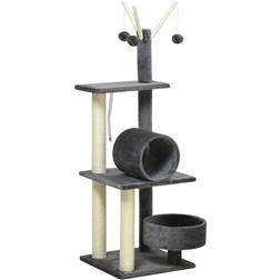 Pawhut Cat Tree Tower for Indoor Kitten Activity Centre with Tunnel 121cm