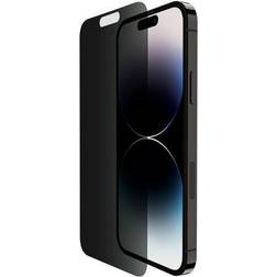 Belkin Skärmskyddet Privacy Tempered Glass för iPhone 14 Pro, yta med fingeravtrycksavstötande behandling, reptålig, och applicering utan bubblor med den medföljande monteringsformen