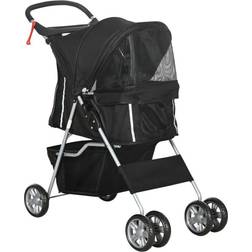 Pawhut Stroller Carrier Foldable Deluxe Jogger Travel Dog Cat Black