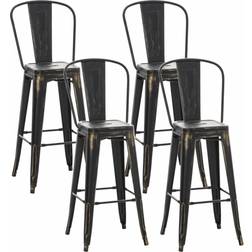 CLP Set 4 Taburetes De Aiden Negro-dorado 52 x 44 x 115 Cm Taburete de bar