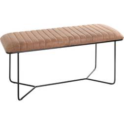 Banc Métal Laqué Noir Et Cuir Marron Banquette