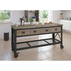 Duramax 72 In x 24 In. 3 Drawer Rolling Industrial Workbench with Wood Top Aged Macadamia