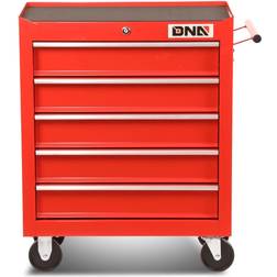 DNA Motoring TOOLS-00263 5-Drawer Red Plastic Top Rolling Tool Cabinet with Keyed Locking System