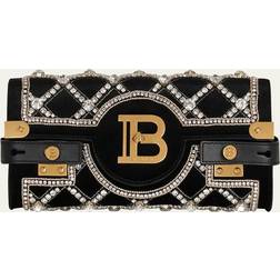 Balmain B-Buzz Embellished Clutch Black Crystal/Gold