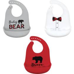 Little Treasure Unisex Baby Silicone Bibs, Red Baby Bear, One Size