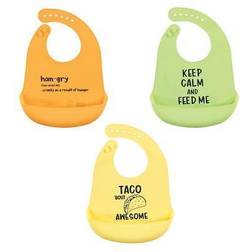 Hudson Baby Unisex Baby Silicone Bibs, Yellow Hangry, One Size