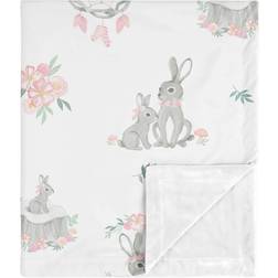 Sweet Jojo Designs Bunny Floral Security Baby Blanket in Blue/Gray/Pink, Size 36.0 H x 30.0 W in Wayfair Blue/Gray/Pink