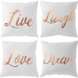 Juvale 4 Love Complete Decoration Pillows Pink, Gold, Beige