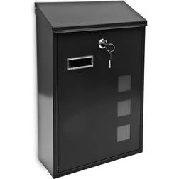 Relaxdays Design Mailbox Metallo 4 Colori 3 Finestre Posta Sicura Nero Posta Sicura Nero