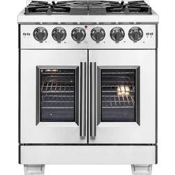 Forno Capriasca French Door Double Dual Fuel Range 5 Burner White, Silver, Gray