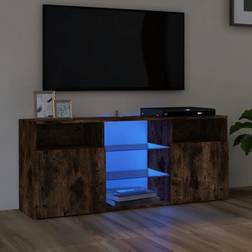 vidaXL med LED-lys 120x30x50 røget TV-bord