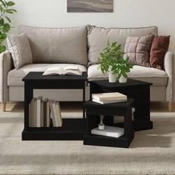 vidaXL Coffee Tables 3 Pcs Black Engineered Wood Nesting Table