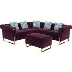 Lilola Home Maddie Velvet 5-Seater Sectional Sofa