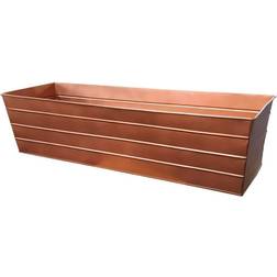 Benjara Large Copper Rectangular Metal Flower Planter Box with Embossed Line