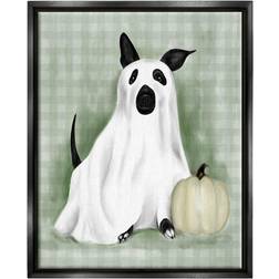 Stupell Industries Dog Ghost Halloween Costume Graphic Jet Framed Art