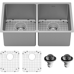 Karran 30" Undermount 50/50 Double Bowl Kitchen Sink Kit