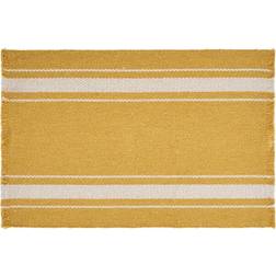 LR Home Striped Sunny Day Fringed Place Mat White, Yellow (48.26x)