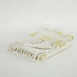 Rizzy Home Modern Stripe Hand Blankets Brown, Yellow, Natural (152.4x127cm)