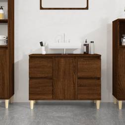 vidaXL Armario De Lavabo Madera Contrachapada Roble 80 x 33 x 60 cm