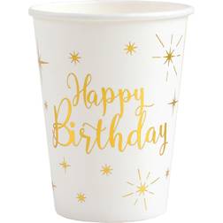 Santex Happy Birthday Hvid Guld 10 Stk