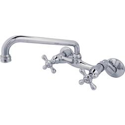 Kingston Brass Adjustable Mount Double Handle Kitchen Faucet, Ceramic Gray
