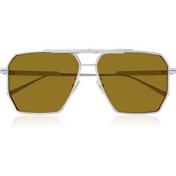 Bottega Veneta Silver Aviator Sunglasses SILVER-SILVER-BROWN