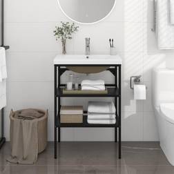 vidaXL Estructura De Baño Con Lavabo Incorporado Hierro Negro