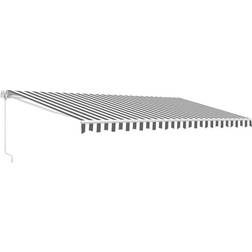 Aleko 12 Motorized UV Polyester Retractable Patio Awning Stripes