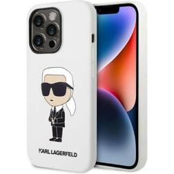 Karl Lagerfeld iPhone 14 Pro Max Silicone Ikonik Vit