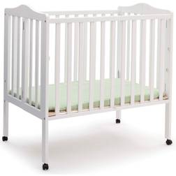 Delta Children Folding Portable Mini Baby Crib with 1.5-inch Mattress Greenguard Gold