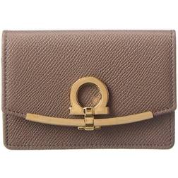 Ferragamo Gancini Leather Card Case - beige