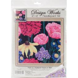 12"X12" Stitched In Acrylic Yarn Midnight Floral Needlepoint Kit