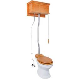 High Tank Pull Chain Toilet Wooden Tank Elongated White Porcelain 59 74 Renovator s Supply