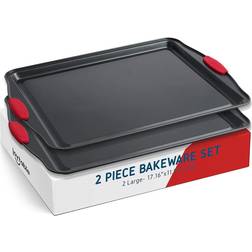 JoyTable Baking Sheet Set 2-Piece Large Cookie Sheet Set with Silicone Handles Oven Tray