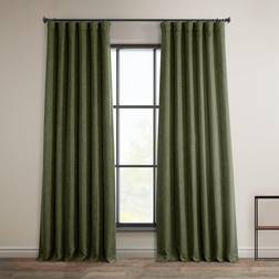 Exclusive Fabrics & Furnishings Khaki Green 50 W 108 L Faux Linen Room Darkening Rod Pocket