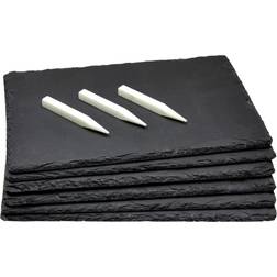 Juvale Set of 6 Black Slate Charcuterie Chalk Cheese Board